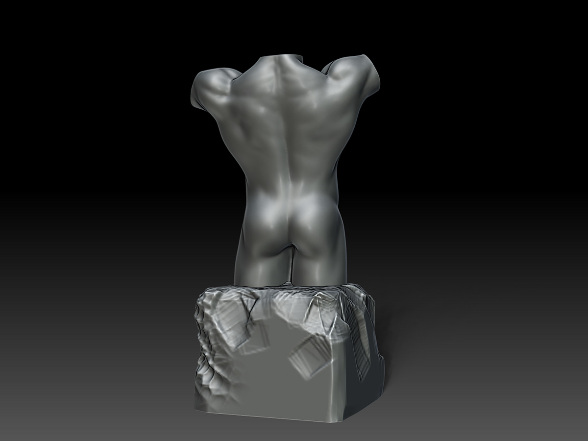 Nude Male Torso Sculpture. Erotic Art. Unique author's work.